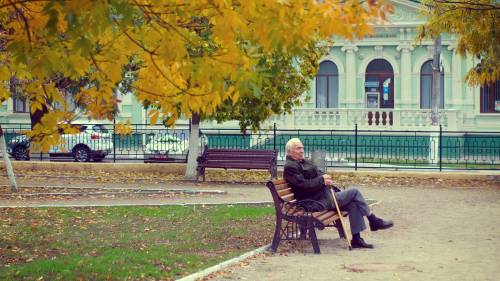 man on a bench